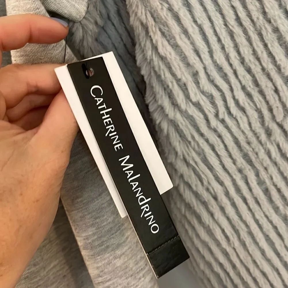 Catherine Malandrino NWT grey faux fur puff sleeve sweater small - Picture 5 of 12